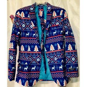 Men's Suitmeister Slim-Fit Nordic Christmas Blue Blazer